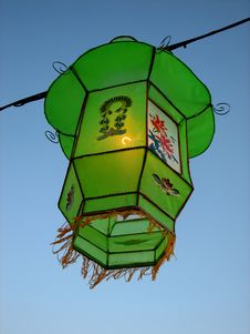 Cozy Light Of A Green Chinese Lantern Royalty Free Stock Image Cozy Light Of A Green Chinese Lantern Royalty Free Stock Image