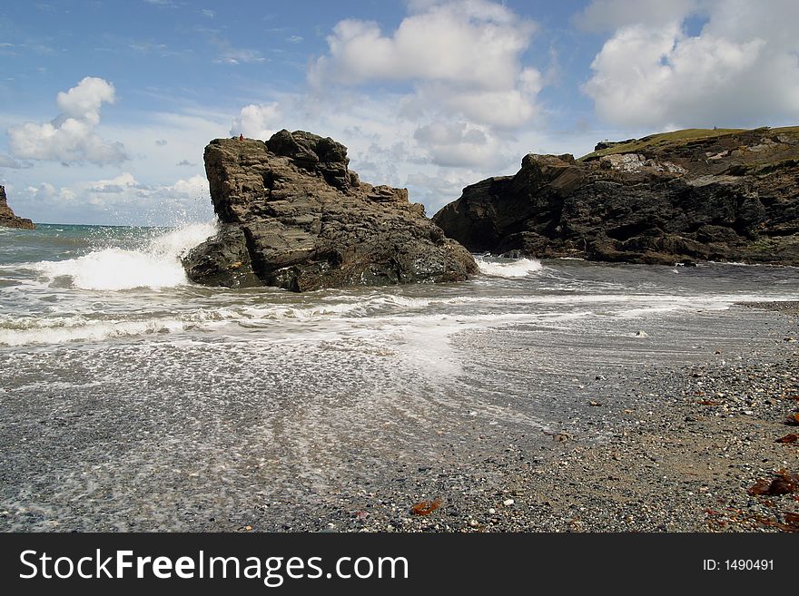 Rocky beach in Cornwall, UK