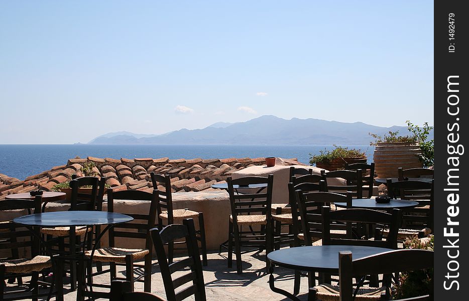 A cafe in Monemvasia, Greece. A cafe in Monemvasia, Greece