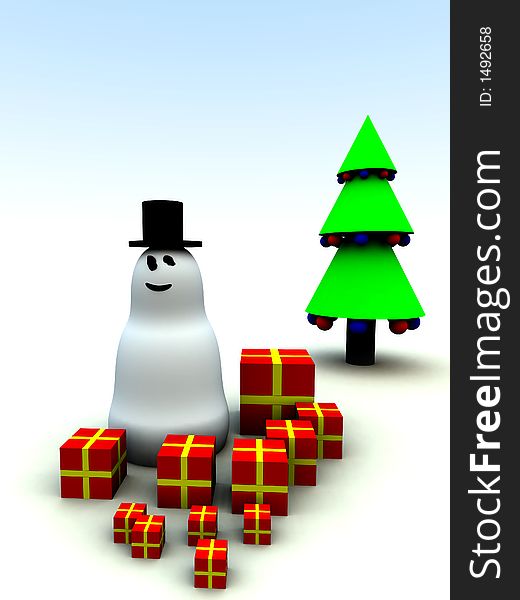 Snowman and Christmas Presents 4