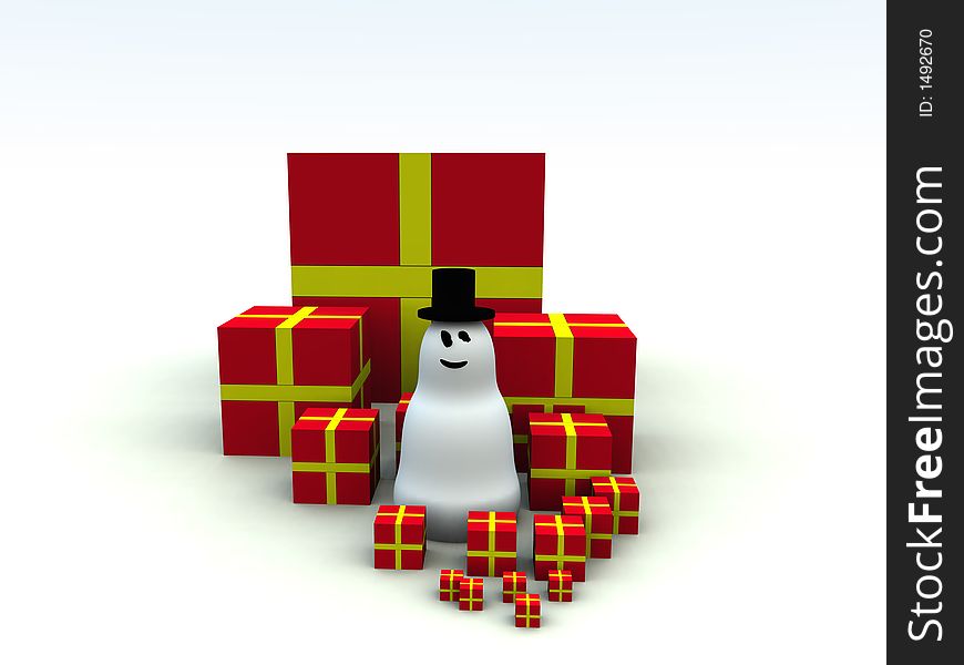 Snowman And Christmas Presents 5