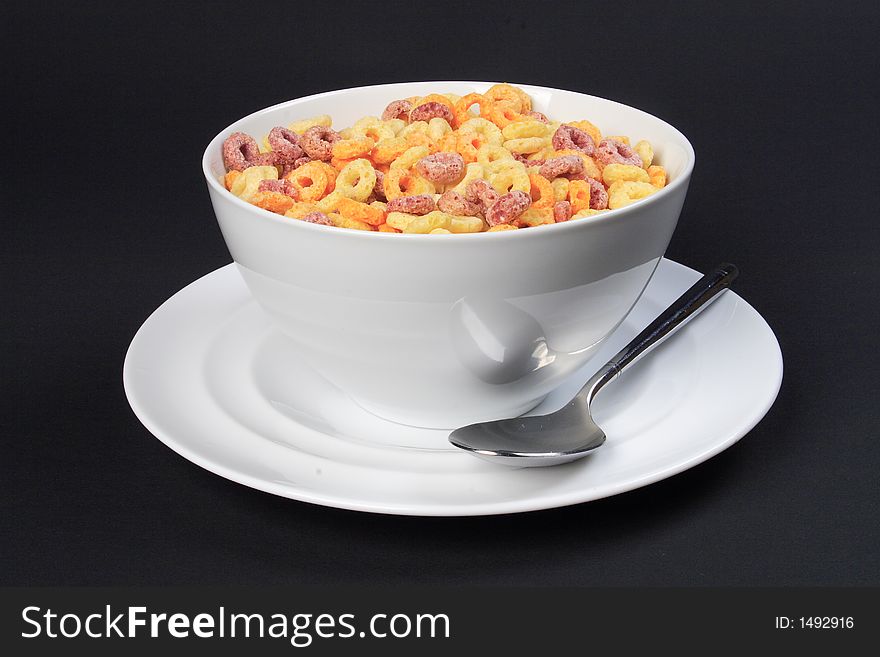 Large white bowl of colorful breakfast cereal. Large white bowl of colorful breakfast cereal