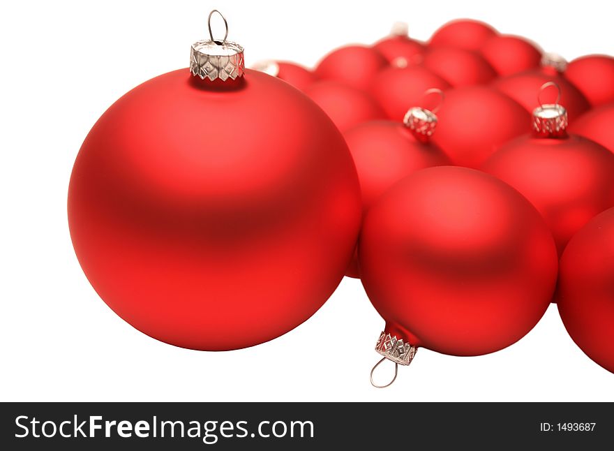 Red christmas decoration on white background.