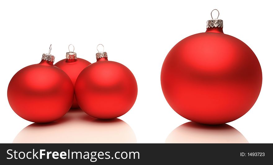 Red christmas decoration on white background.