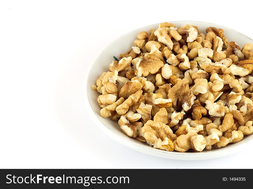 Shelled nuts on a plate