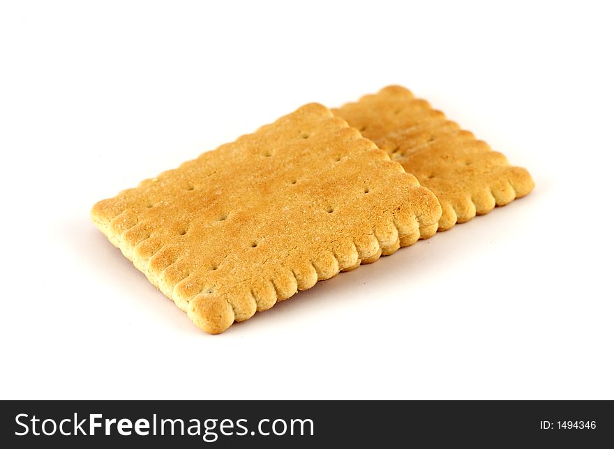 Two cookies isolated on white (closeup, detail)