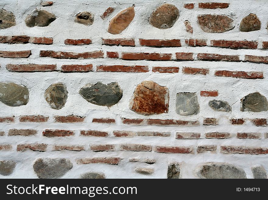 Ancient red brick wall with pattern. Ancient red brick wall with pattern