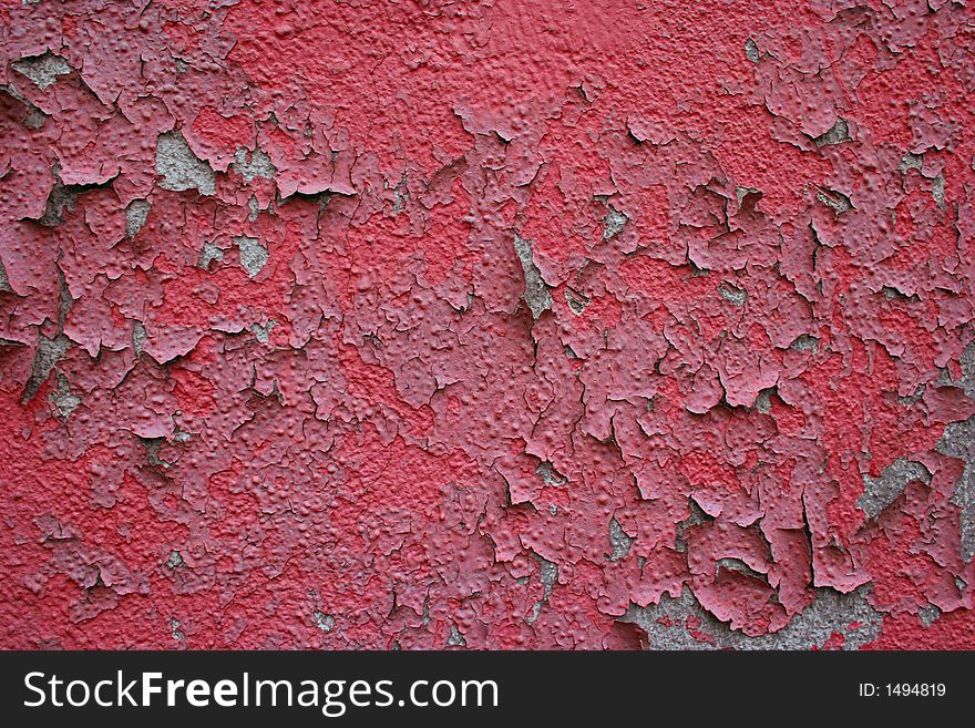 Aging wall paint, red, condition, background concrete
