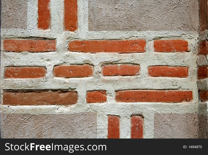 Ancient red brick wall with pattern. Ancient red brick wall with pattern