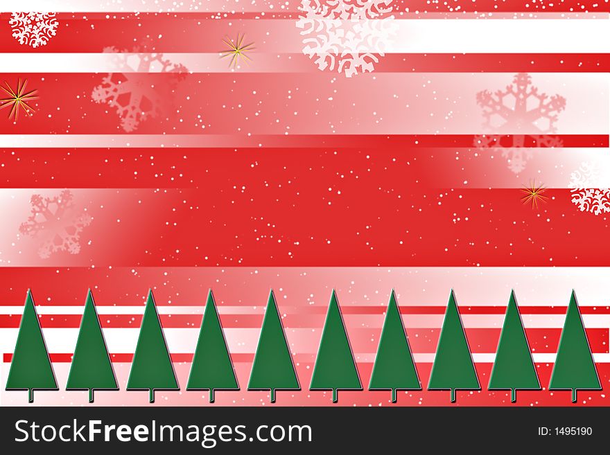 A computer generated christmas image with fir trees ans falling snow. A computer generated christmas image with fir trees ans falling snow