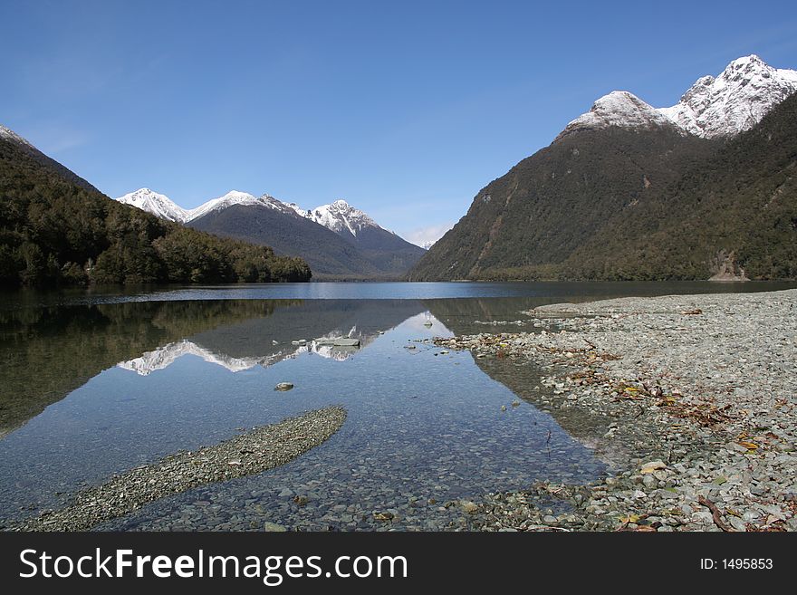 Tranquil lake in New Zealand