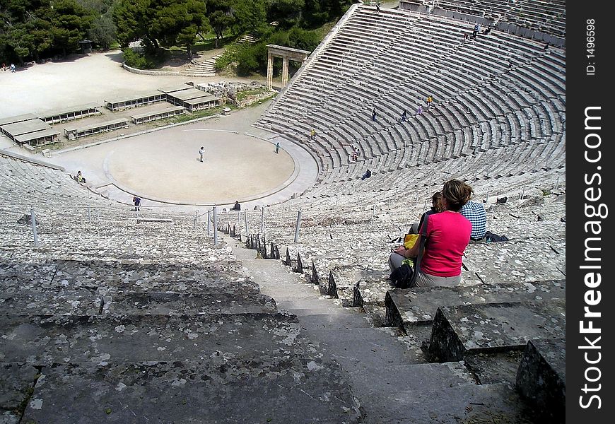 Well preserved ancient greec amphitheatre. Well preserved ancient greec amphitheatre