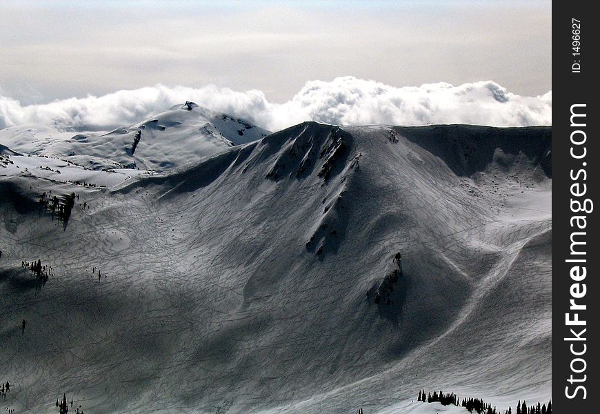 High cliff after a ski day. High cliff after a ski day