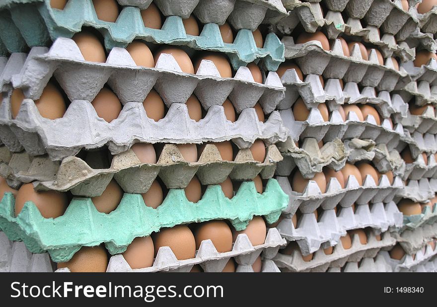 Lots of cartons of eggs in a row