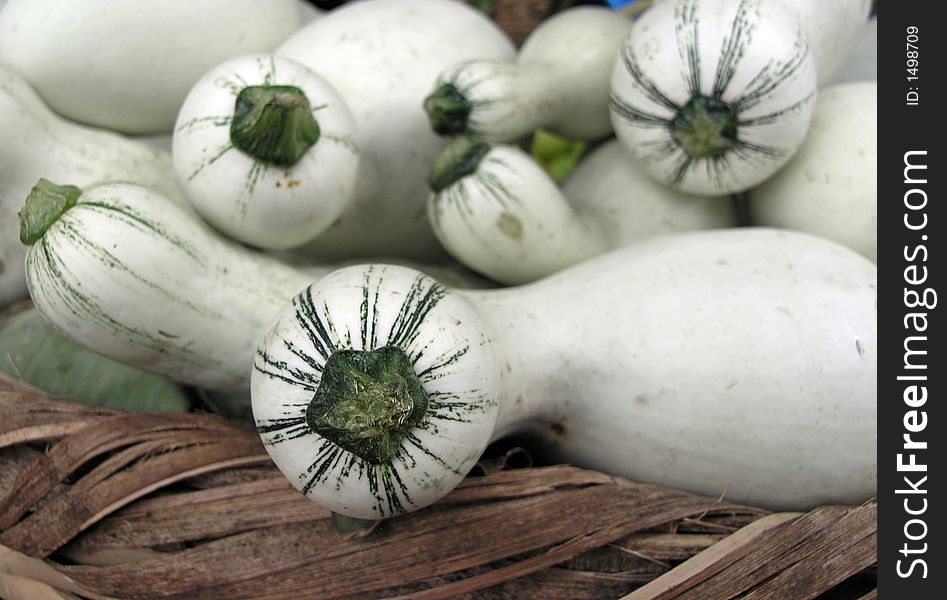 A basket of white squash