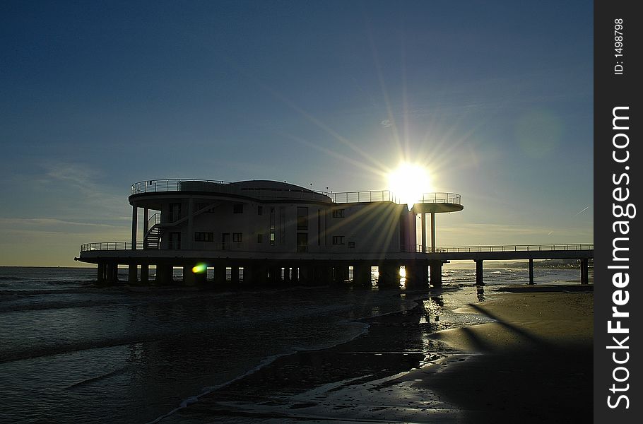 Senigallia's Rotonda a Mare -  Mercantile Building symbol of city - Back lit. Senigallia's Rotonda a Mare -  Mercantile Building symbol of city - Back lit