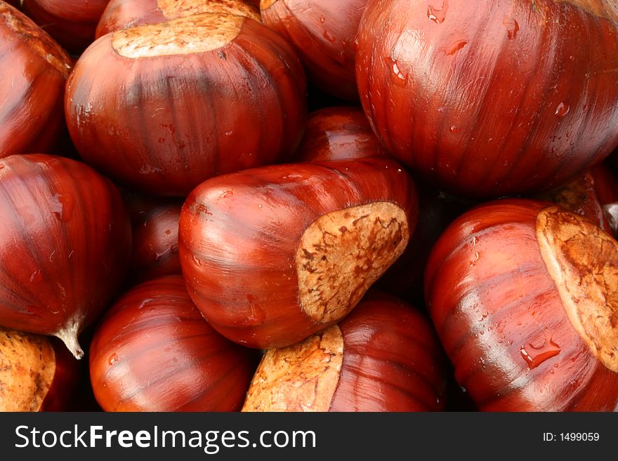 Close up image of chestnuts