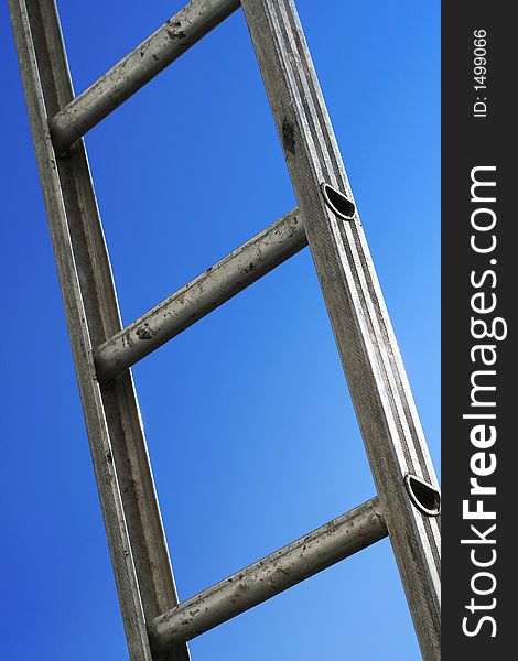 A ladder with blue sky background. A ladder with blue sky background