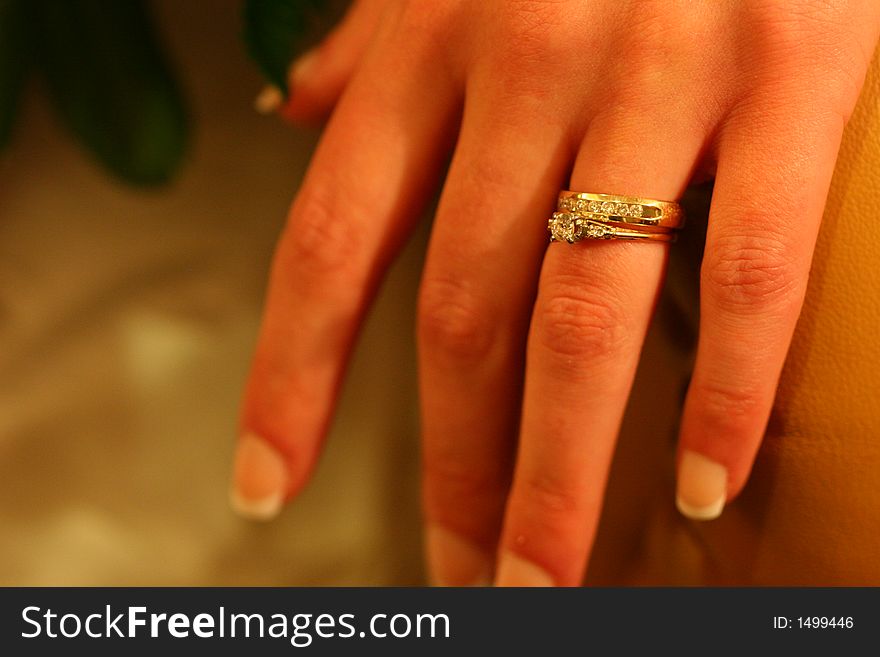 Wedding ring on a brides finger