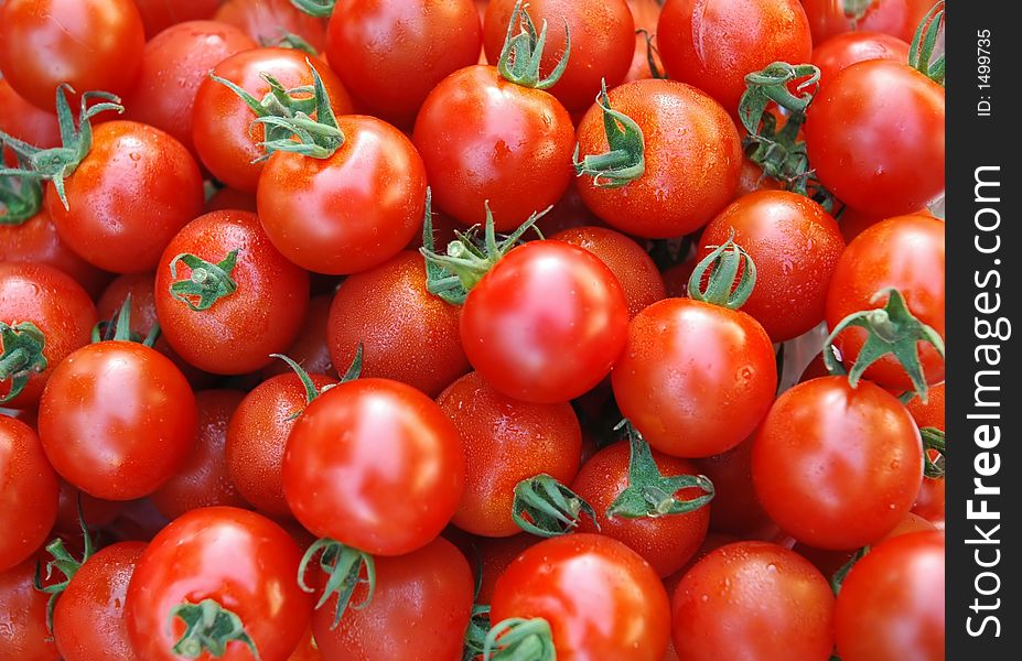 Fresh tomatoes as displayed in a market in Tokyo. Fresh tomatoes as displayed in a market in Tokyo