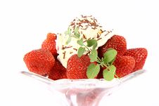 Strawberries With Whipped Cream Royalty Free Stock Photo