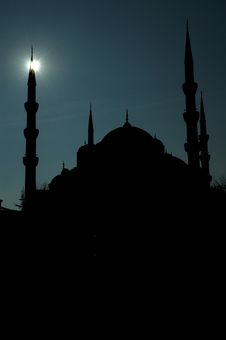 Blue Mosque Silhouette, Istanbul Royalty Free Stock Images