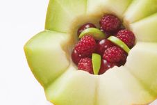 Zigzag Melon With Cherry And Raspberry Stock Images Zigzag Melon With Cherry And Raspberry Stock Images