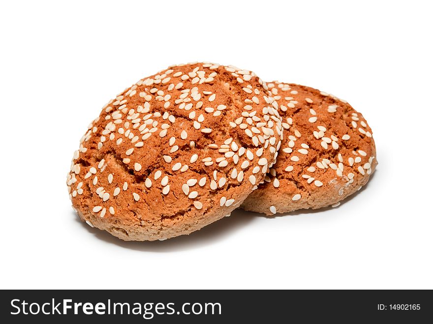 Two cookies on a white background, it is isolated