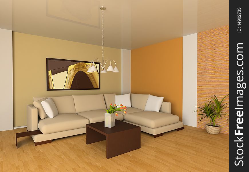 Sofa in a drawing room 3d image