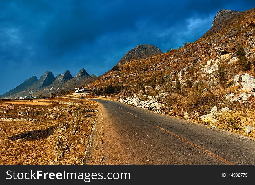 Mountain road in guizhou, china.