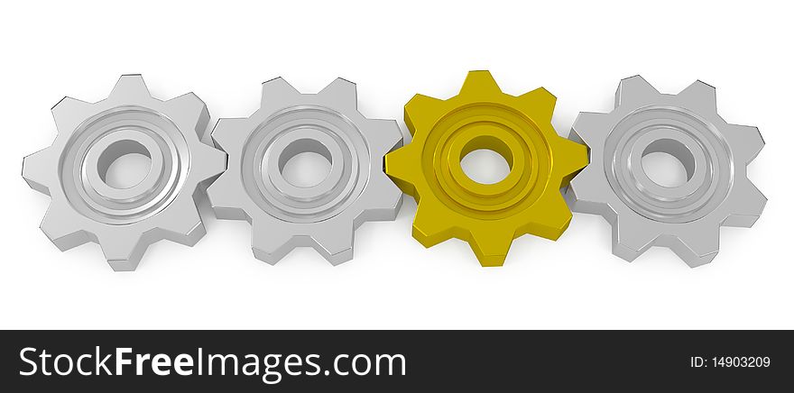 Machine Gears isolated on white - 3d illustration
