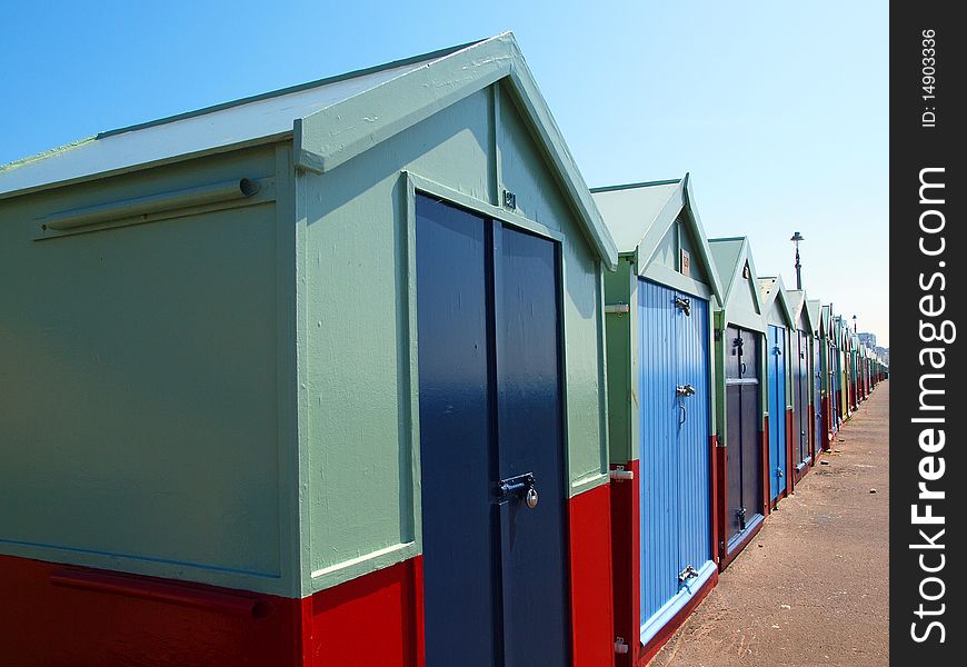 Beach houses in Brighton beach, England