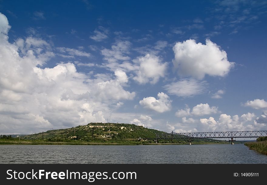 Industrial landscape with river, Nistru