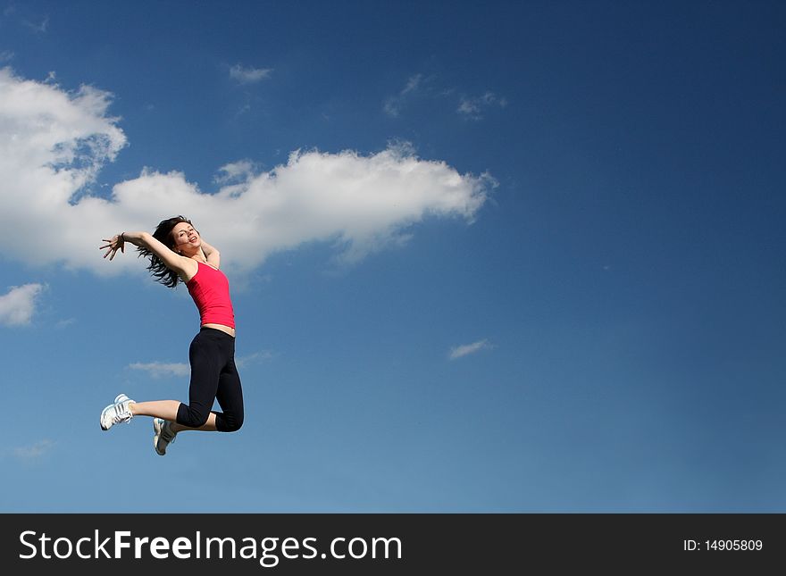 Girl jumping in the air