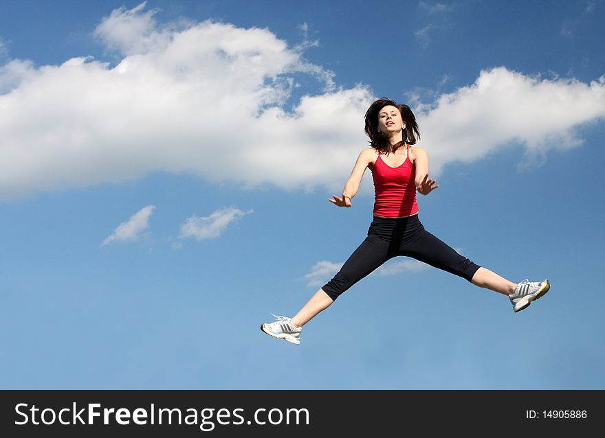 Girl jumping in the air