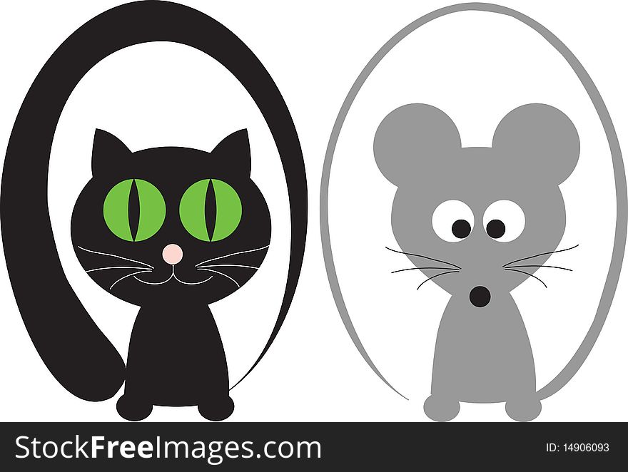 Pair cat and mouse for the decoration of wares for children