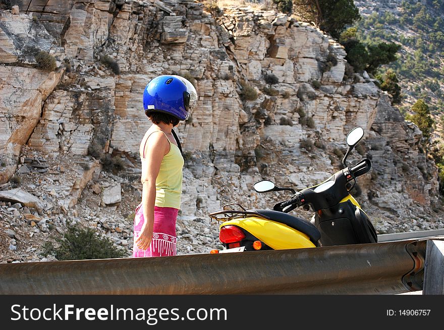 A young women resting after a long way. A young women resting after a long way