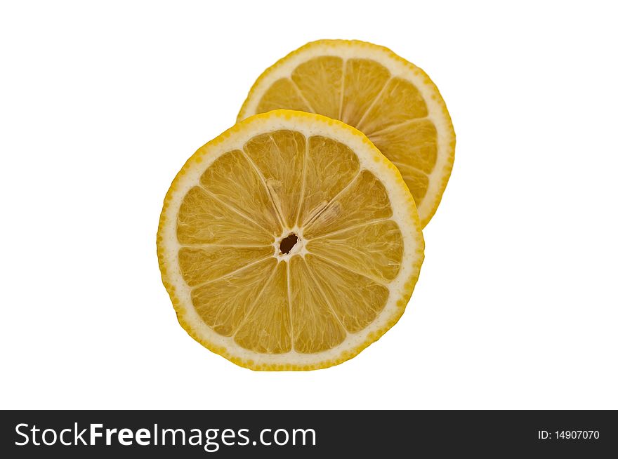 Lemon with section on a white background