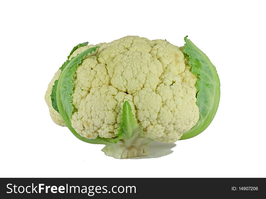 Fresh ripe cauliflower isolated on white background