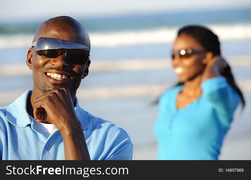 African American man is happy at the beach. African American man is happy at the beach