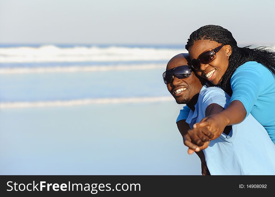 Summer smiles on an attractive black couple. Summer smiles on an attractive black couple