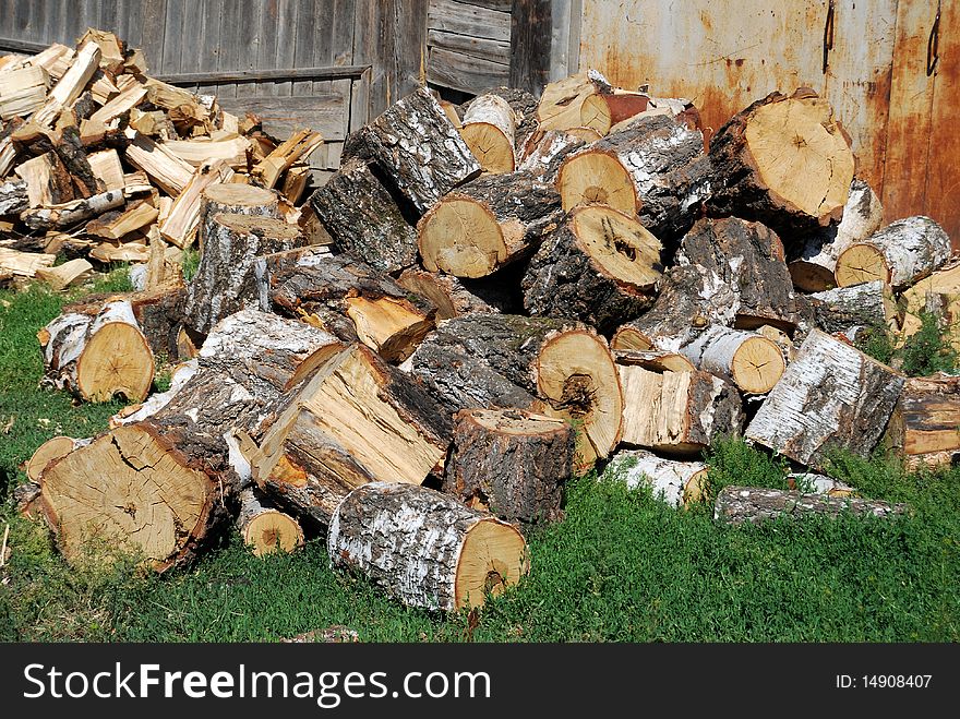 Pile of Firewood in village