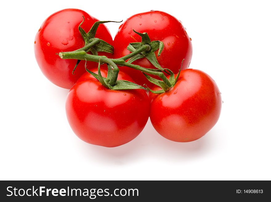 Juicy tomatoes isolated on white background