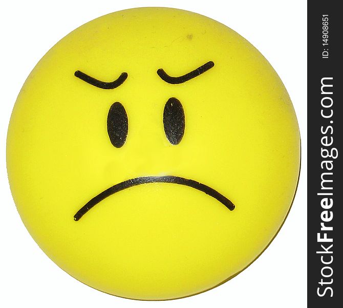 Angry yellow primitive round smile. Angry yellow primitive round smile