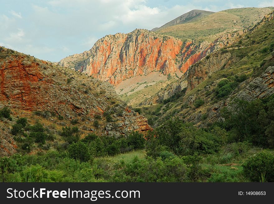 Noravank valley with beautiful red cliffs, Armenia. Noravank valley with beautiful red cliffs, Armenia