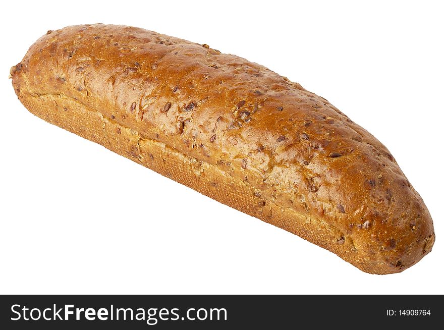 Shiny whole long bread isolated over white background