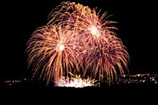Firework Streaks In Night Sky, Celebration Stock Photography
