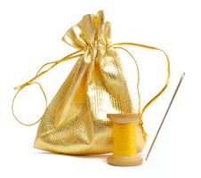 Needle And Thread With Bag Stock Photo Needle And Thread With Bag Stock Photo