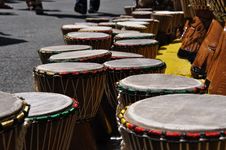 Street Vendor Of African Djembe Drums Royalty Free Stock Image Street Vendor Of African Djembe Drums Royalty Free Stock Image