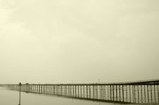 One Brige In Misty Day Royalty Free Stock Photo